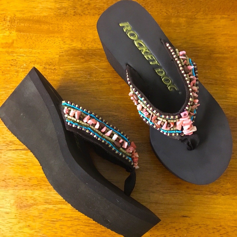 Wedge flip flops